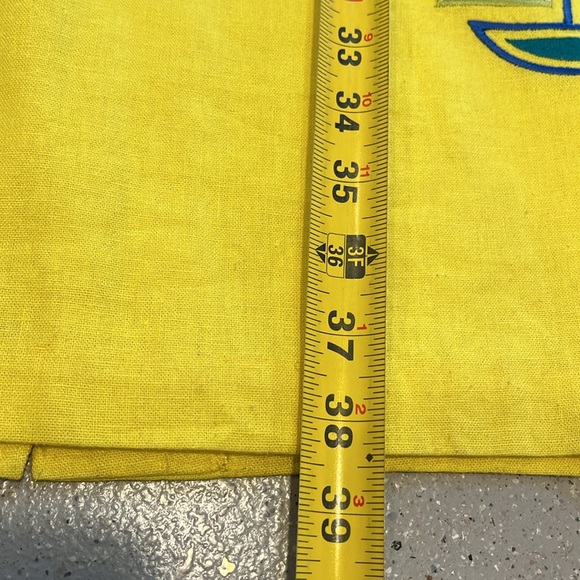 VINTAGE BETSYS THINGS EMBROIDERED SAILBOAT LINEN SHIFT DRESS YELLOW PLUS SIZE 14 - Picture 11 of 12